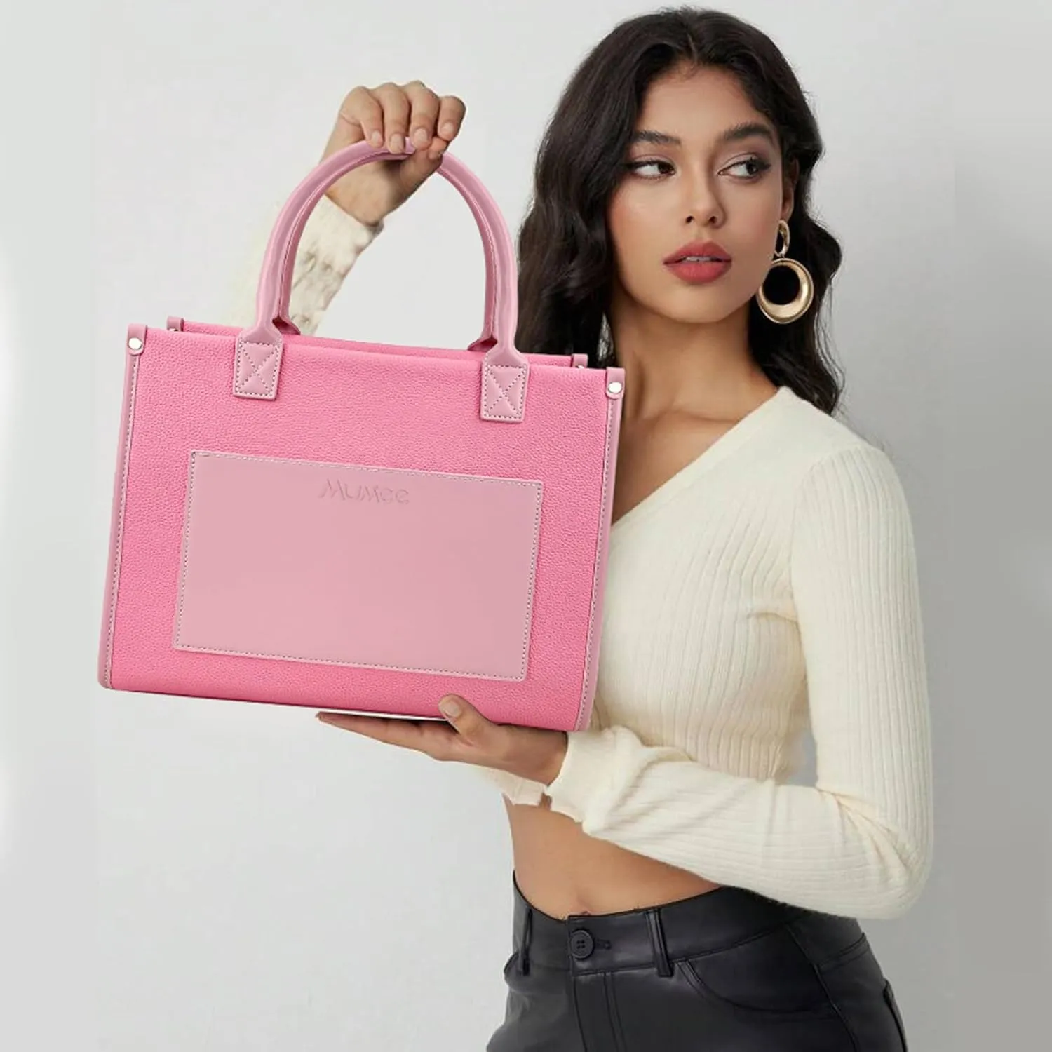 Tote Bag For Women The Leather Tote Bag with Zipper Boho Bags Shoulder Handbags for Work, Travel, Office