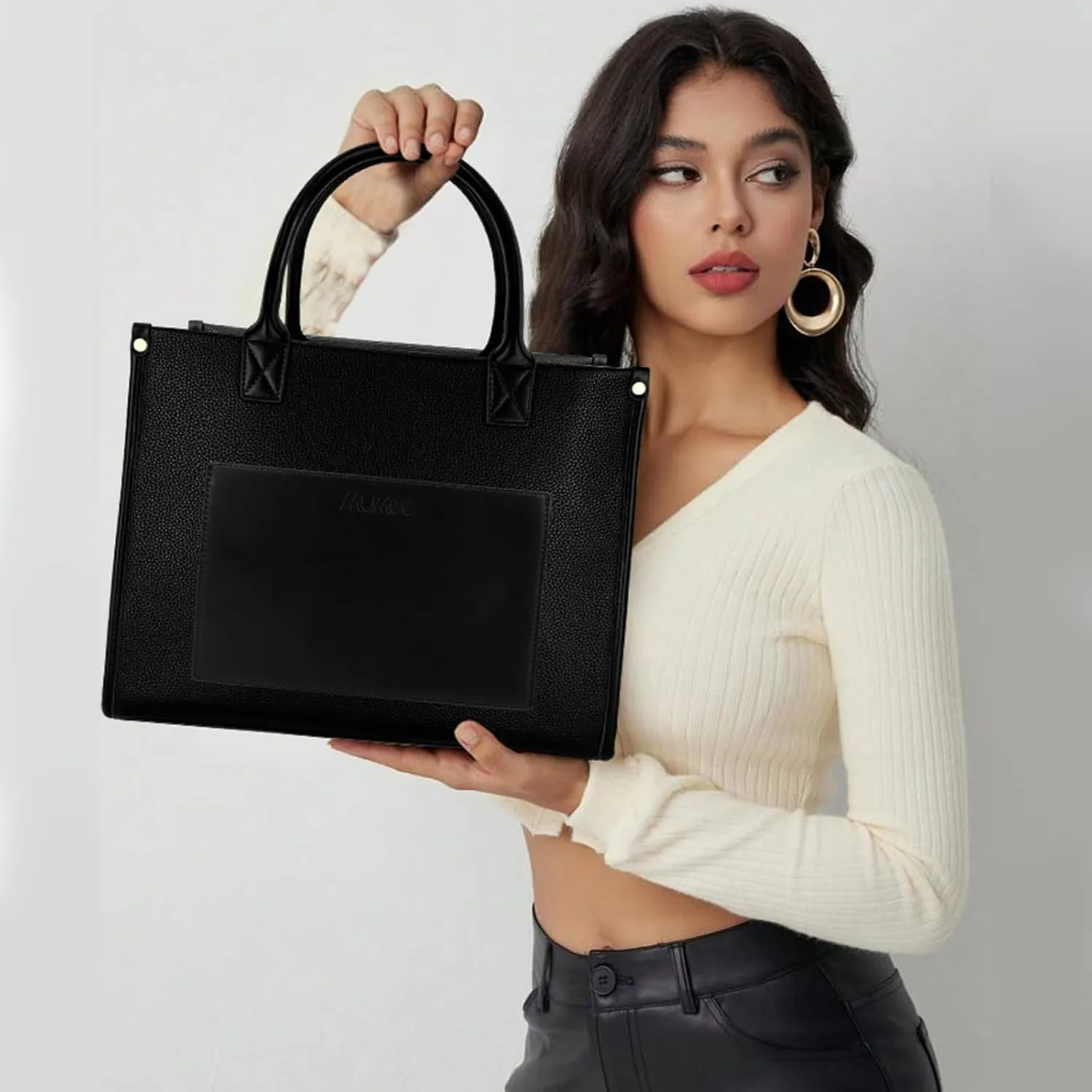 Tote Bag For Women The Leather Tote Bag with Zipper Boho Bags Shoulder Handbags for Work, Travel, Office