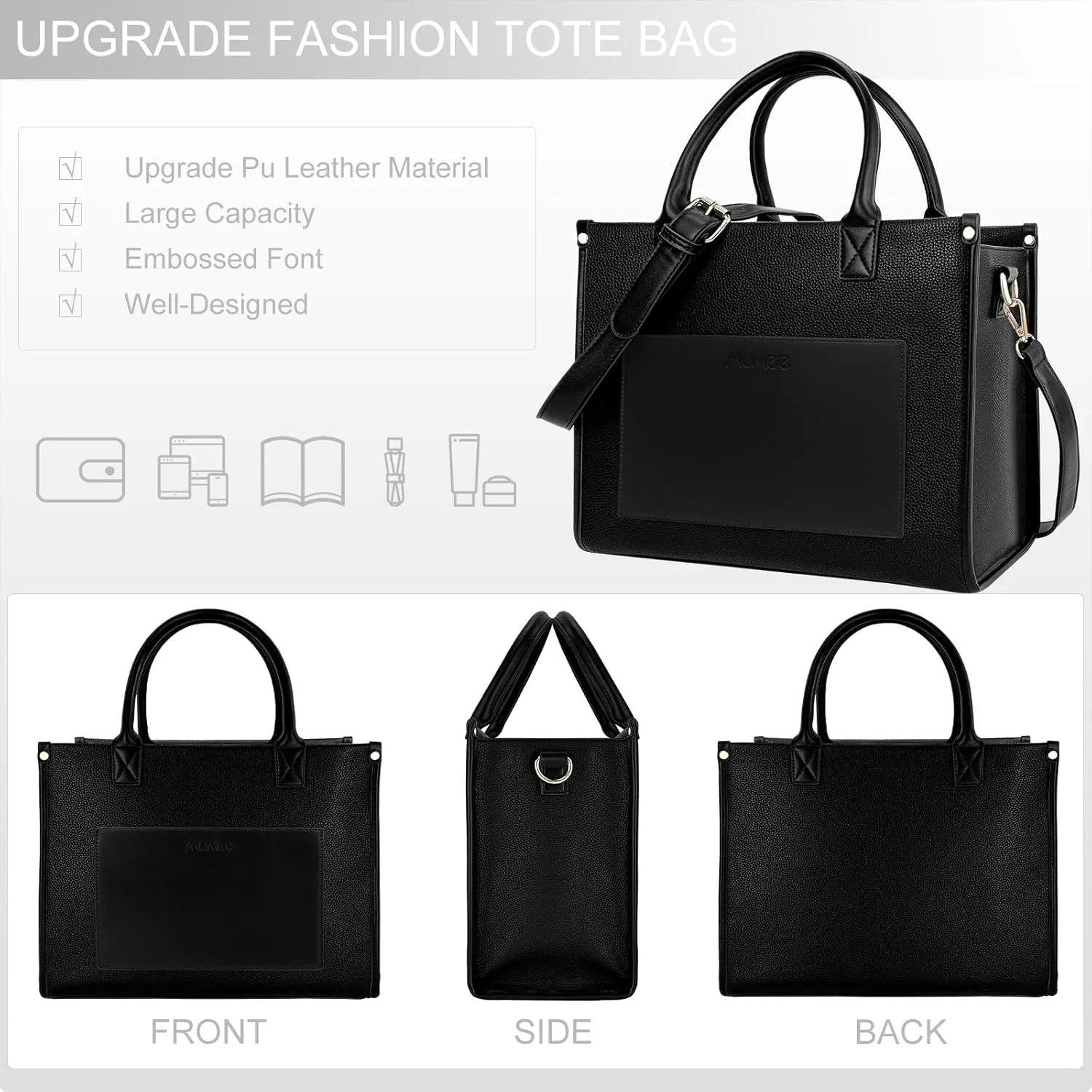 Tote Bag For Women The Leather Tote Bag with Zipper Boho Bags Shoulder Handbags for Work, Travel, Office
