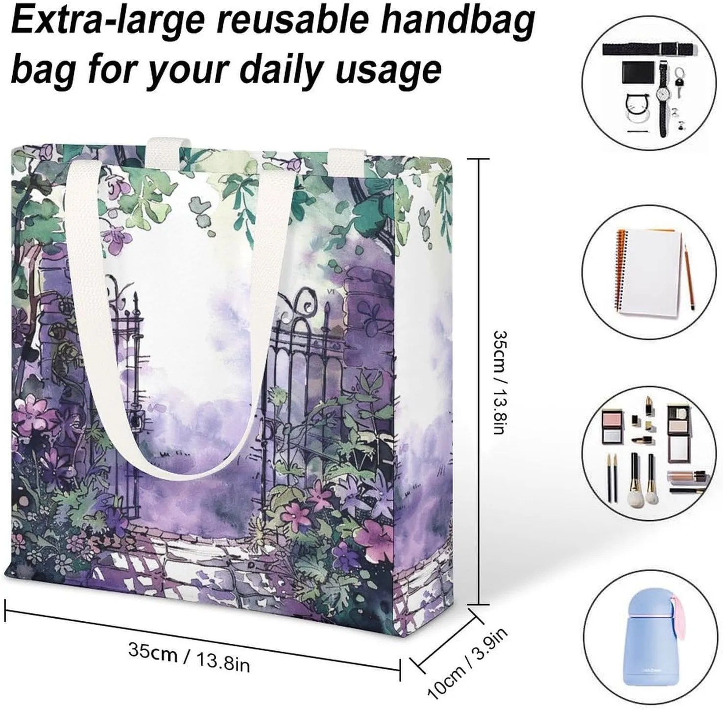 Tote Bag Laptop Handbag On Flowering Tree Grocery Bag Canvas Shoulder Bag Crossbody Bag for Travel