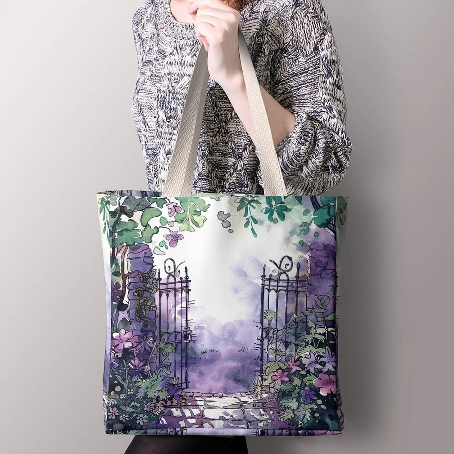 Tote Bag Laptop Handbag On Flowering Tree Grocery Bag Canvas Shoulder Bag Crossbody Bag for Travel