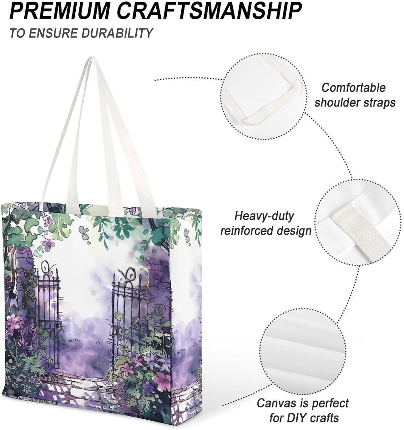 Tote Bag Laptop Handbag On Flowering Tree Grocery Bag Canvas Shoulder Bag Crossbody Bag for Travel