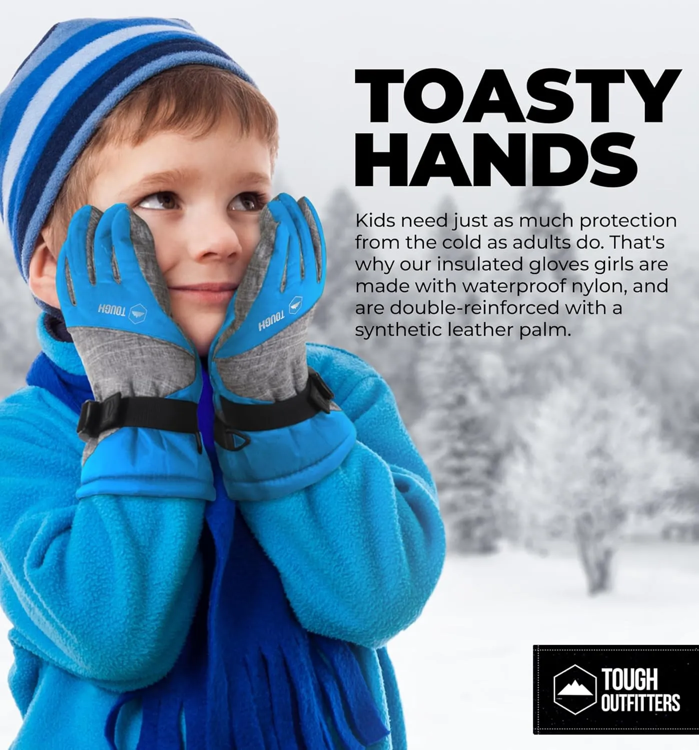 Tough Outdoors Kids Insulated Waterproof Snow Gloves - Youth Winter Ski Gloves for Girls & Boys