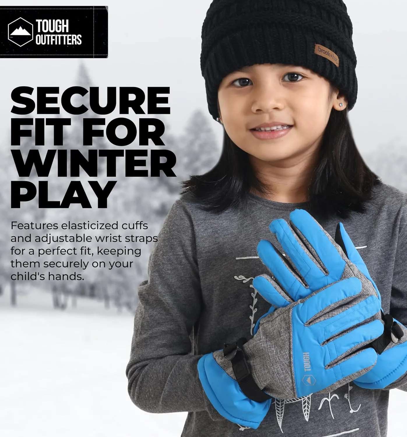 Tough Outdoors Kids Insulated Waterproof Snow Gloves - Youth Winter Ski Gloves for Girls & Boys
