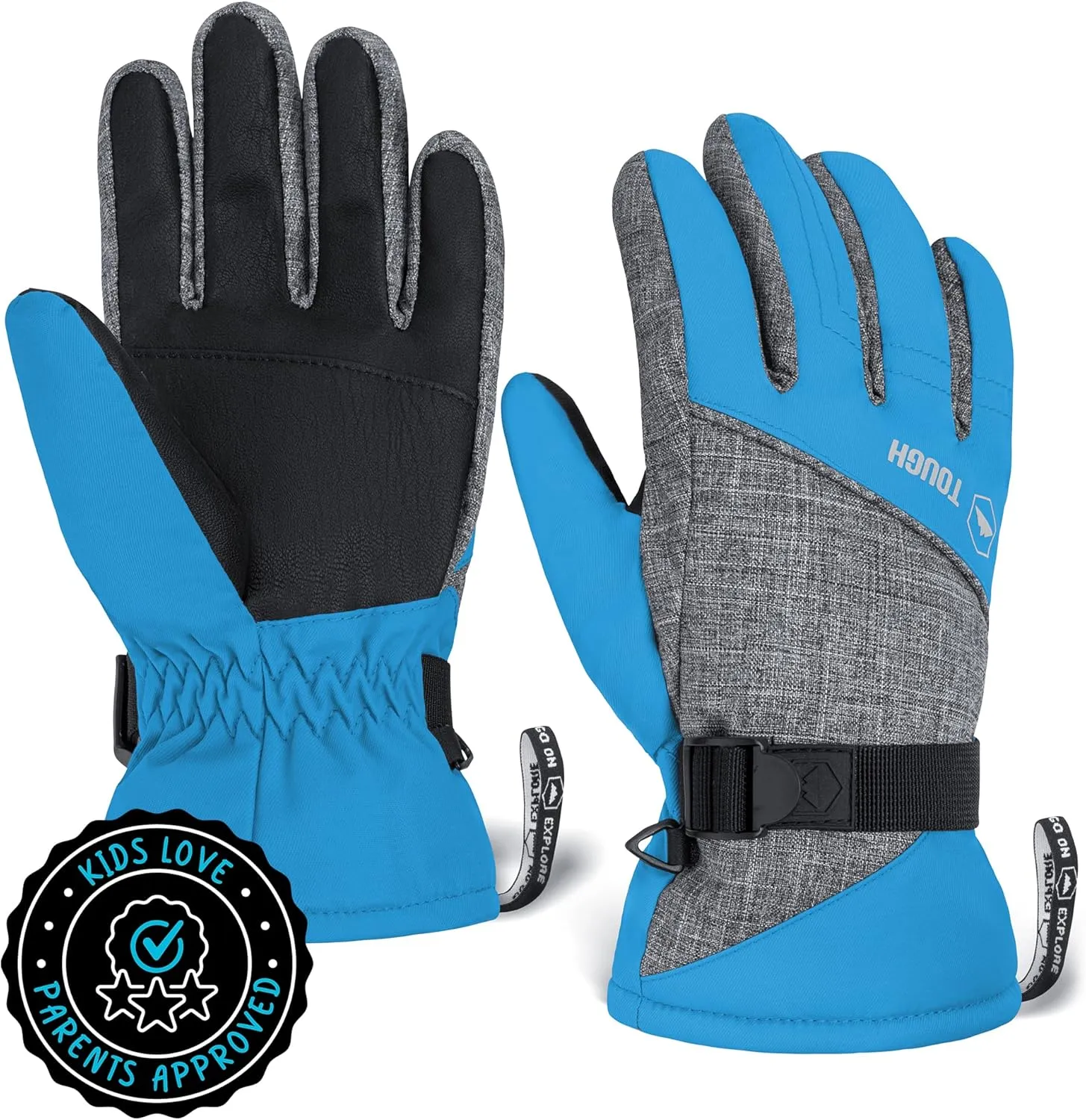 Tough Outdoors Kids Insulated Waterproof Snow Gloves - Youth Winter Ski Gloves for Girls & Boys