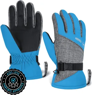 Tough Outdoors Kids Insulated Waterproof Snow Gloves - Youth Winter Ski Gloves for Girls & Boys