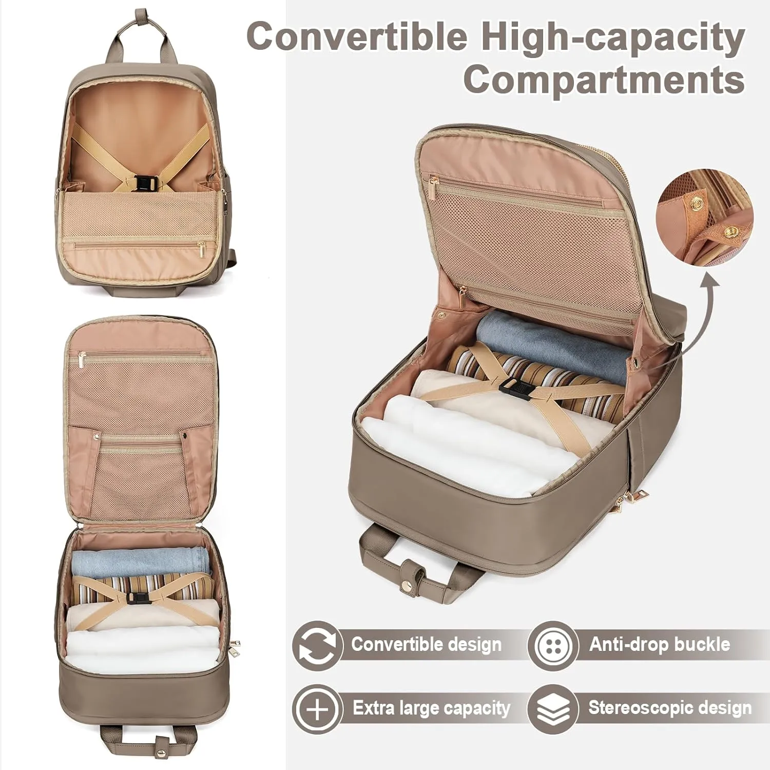 Travel Backpack Carry On Flight Approved Small Travel Backpack For Women Carry On Backpack Personal Item Travel Bag Laptop Teacher Backpack Work Backpack For Traveling On Airplane Dark Brown