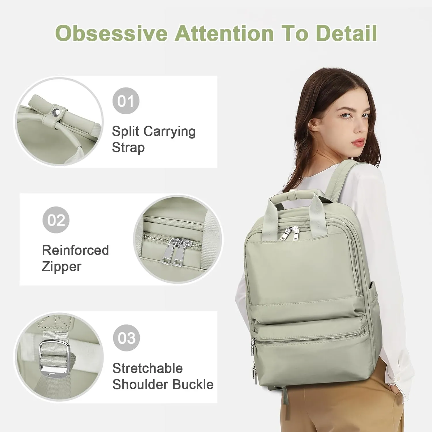 Travel Backpack Carry On Flight Approved Small Travel Backpack For Women Carry On Backpack Personal Item Travel Bag Laptop Teacher Backpack Work Backpack For Traveling On Airplane Grass Green