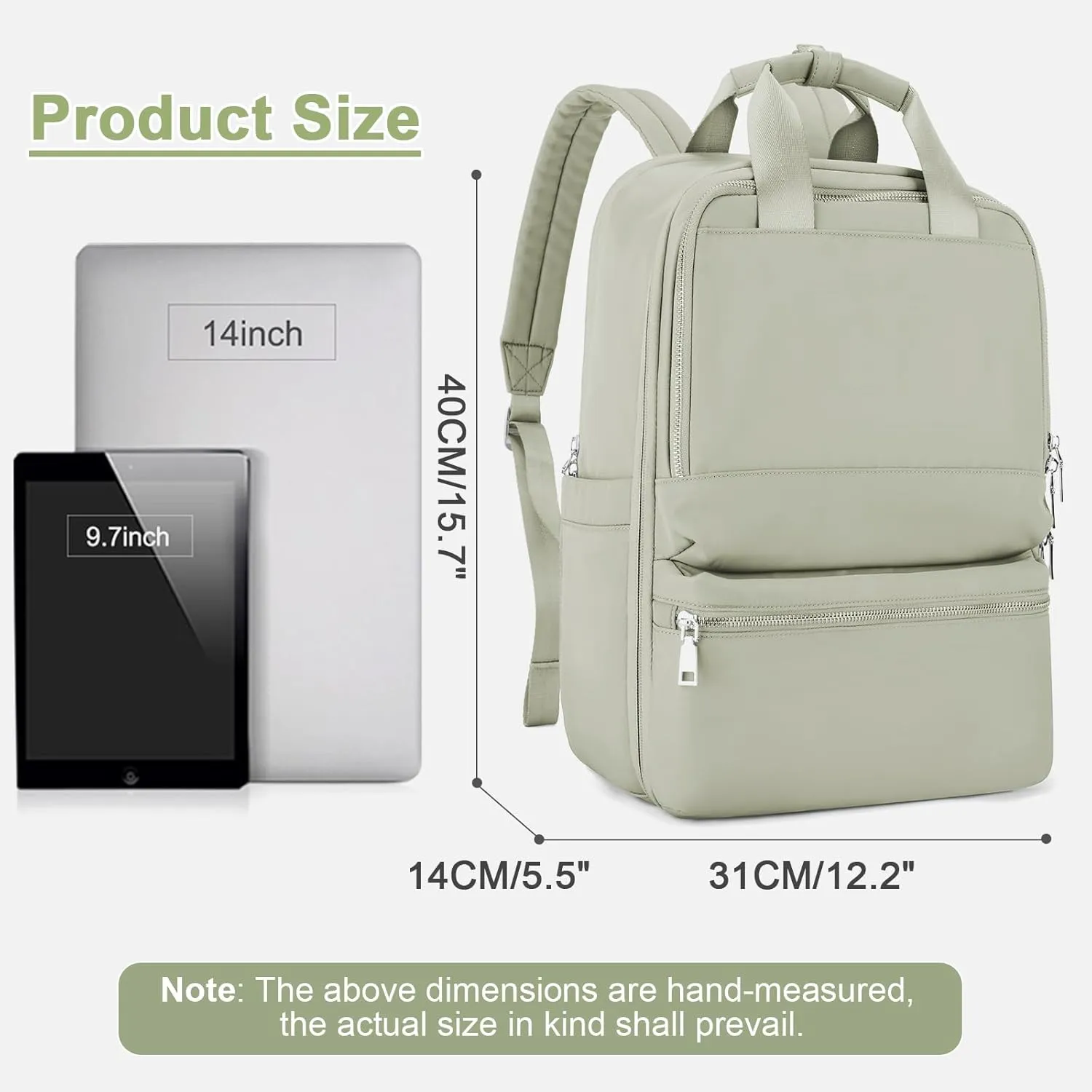 Travel Backpack Carry On Flight Approved Small Travel Backpack For Women Carry On Backpack Personal Item Travel Bag Laptop Teacher Backpack Work Backpack For Traveling On Airplane Grass Green