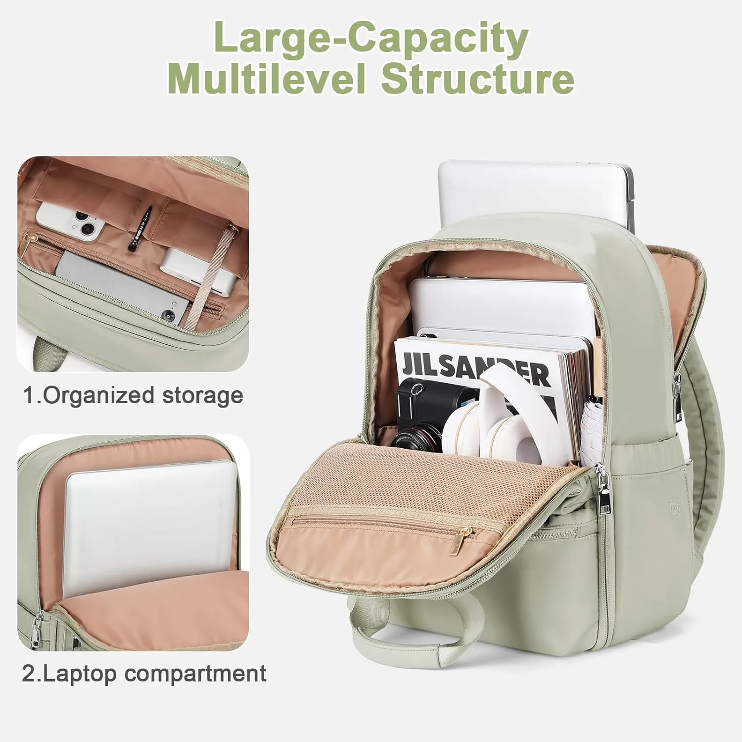 Travel Backpack Carry On Flight Approved Small Travel Backpack For Women Carry On Backpack Personal Item Travel Bag Laptop Teacher Backpack Work Backpack For Traveling On Airplane Grass Green
