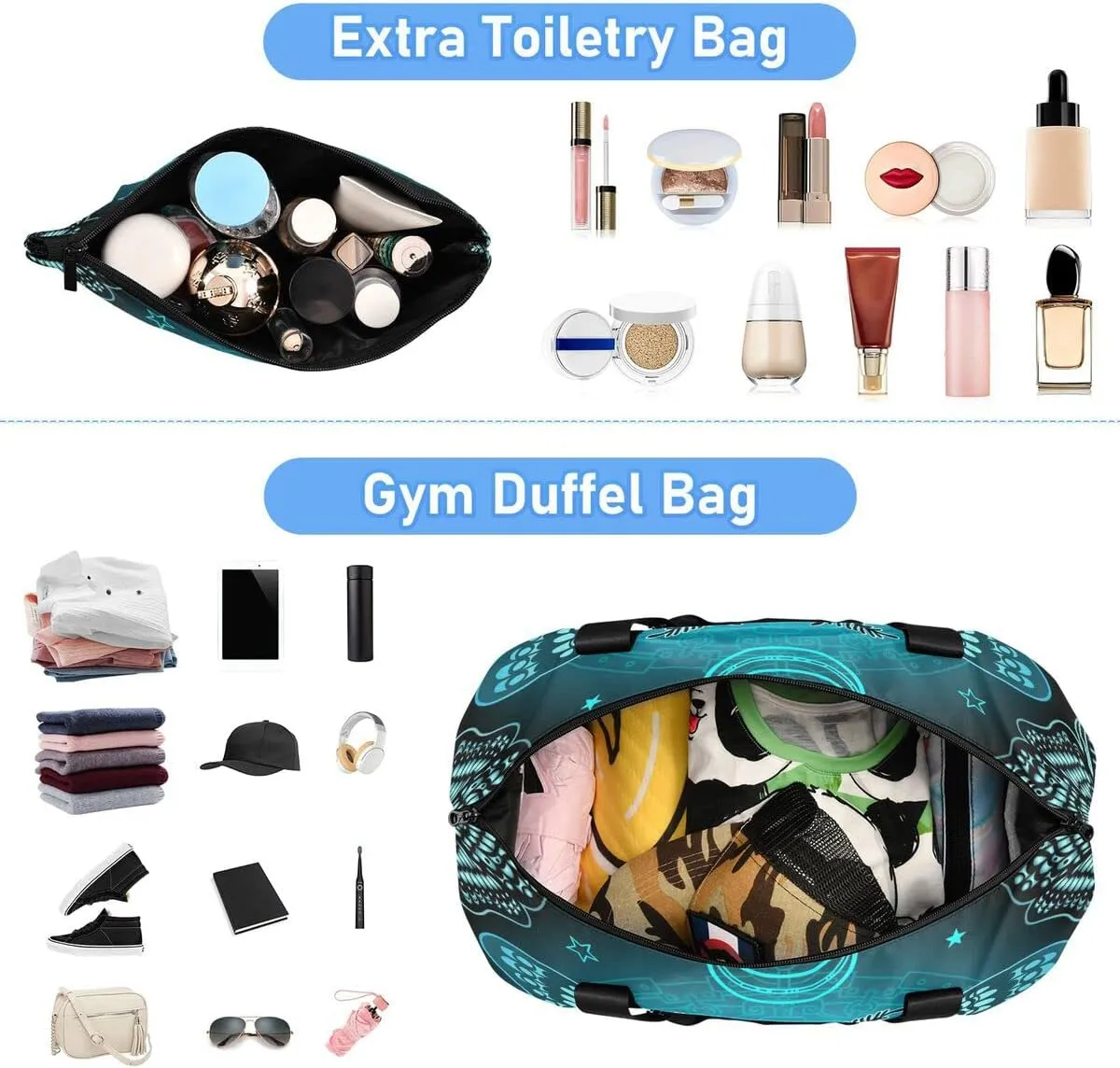 Travel Duffel Tote Bag Butterfly Skull Boho Sports Duffel Bag with Wet Pocket Weekender Overnight Bag for Women Men Gym Bag, Carry On Bag Hospital Bag for Labor and Delivery