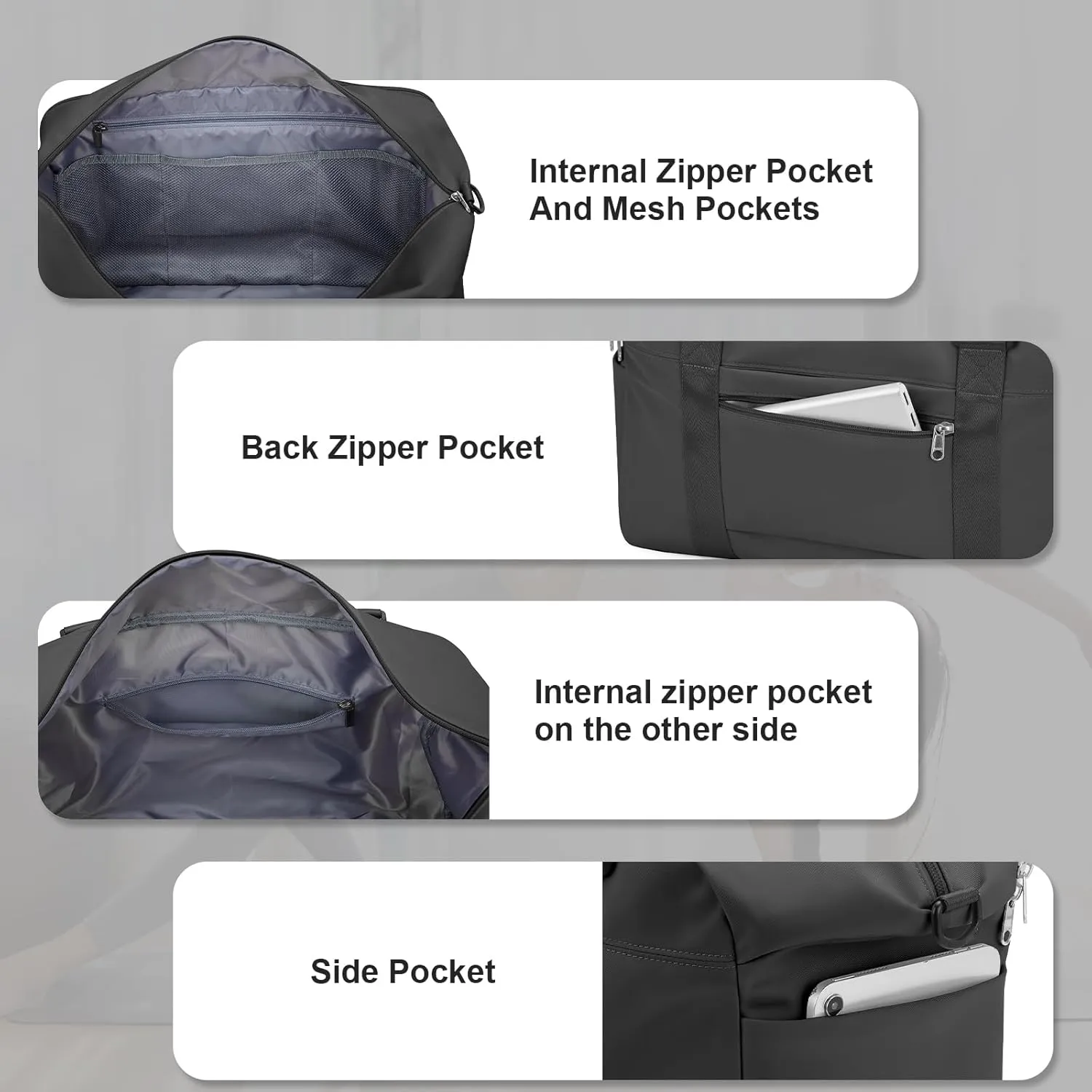 Travel Duffle Bag, Women Weekender Overnight Bags with Laptop Compartment and Wet Pocket, Womens Mens Traveling Carry On Luggage Gym Bag, Hospital Bags for Labor and Delivery, Black