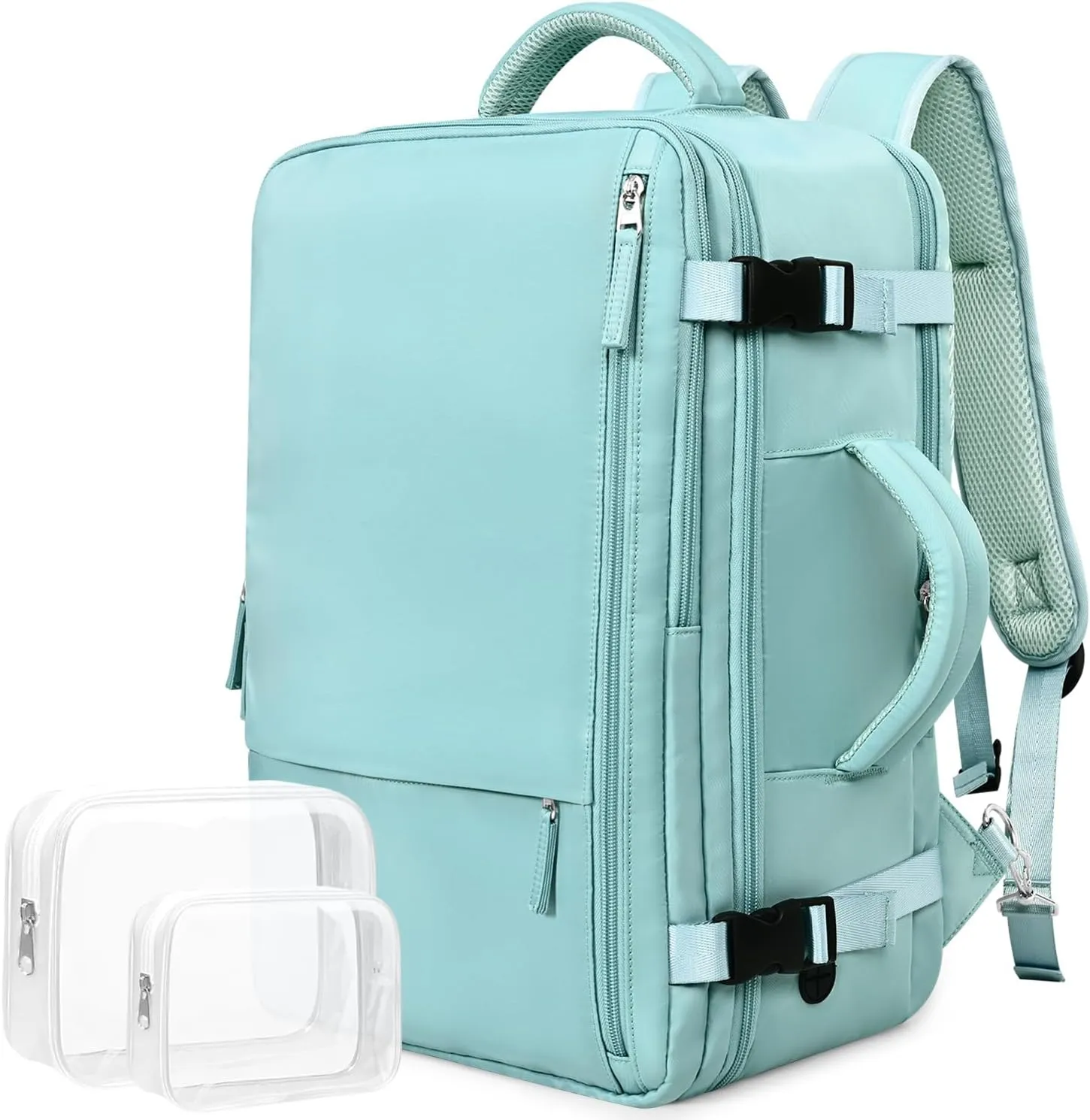 Travel Laptop Backpack Carry On Backpack for Men Women Flight Approved College School Computer Bag for Business Hiking Personal Item Backpack Fits 15.6 Inch Notebook Blue-Green