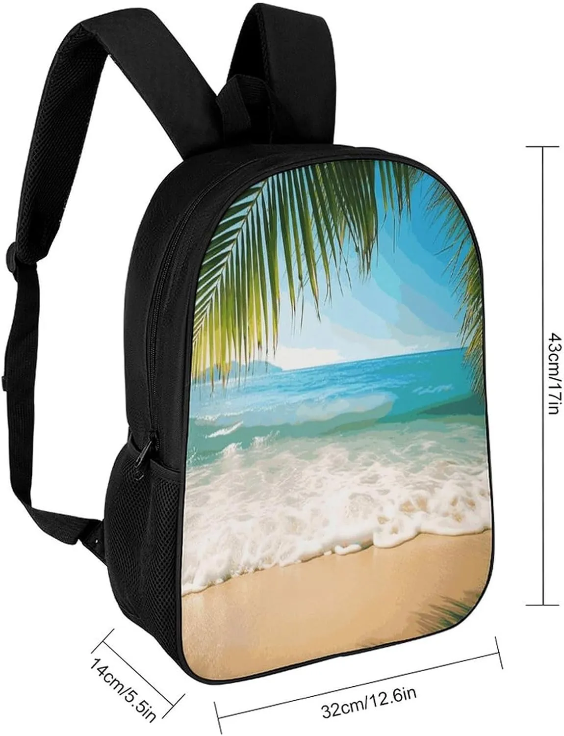 Travel Laptop Backpack Slim Durable Lightweight Back Pack Cute Ocean Sea Beach Leaves Small Backpack For Women Men
