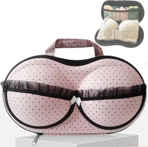 Travel Organizer Bra and Underwear Zip Bag，Portable Bra Storage Case with Net Traveling Lingerie Organizer Bag for Luggage Women Bras Bikin (Pink)