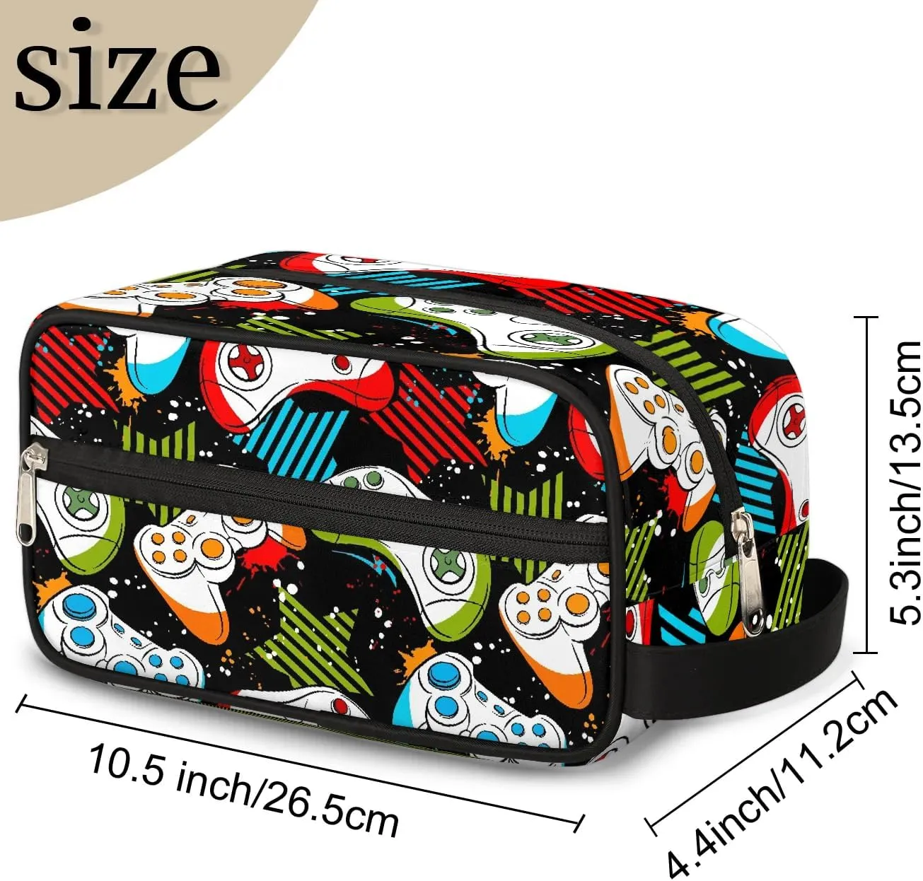 Travel Toiletry Bag for Boys Kids, Waterproof Hanging Dopp Kit for Men, Shaving Bag with Large Capacity for Travel, Sports, Shower (GAME)