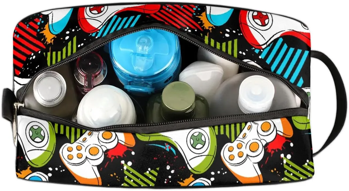 Travel Toiletry Bag for Boys Kids, Waterproof Hanging Dopp Kit for Men, Shaving Bag with Large Capacity for Travel, Sports, Shower (GAME)