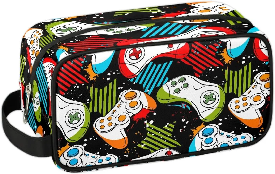Travel Toiletry Bag for Boys Kids, Waterproof Hanging Dopp Kit for Men, Shaving Bag with Large Capacity for Travel, Sports, Shower (GAME)