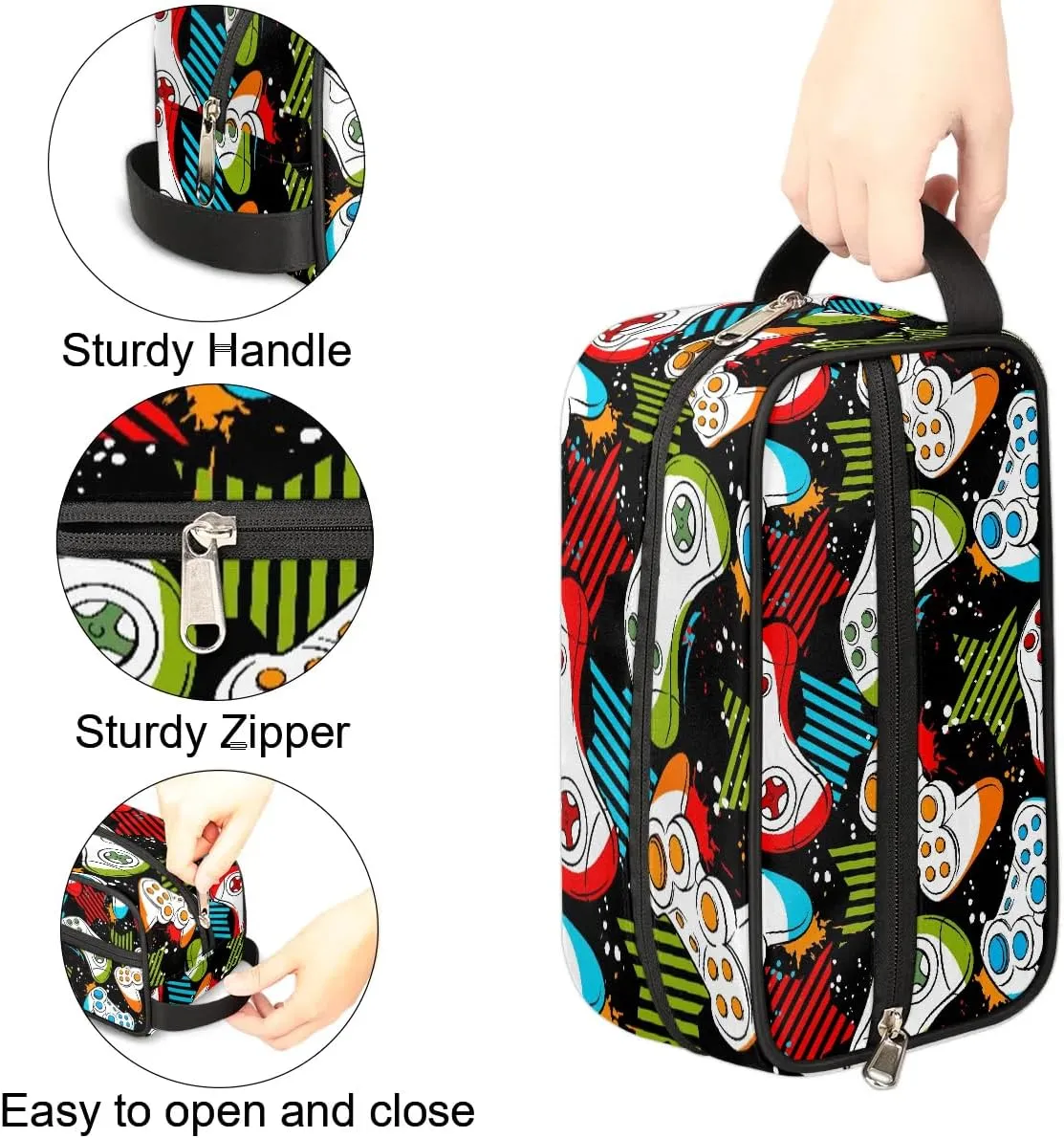 Travel Toiletry Bag for Boys Kids, Waterproof Hanging Dopp Kit for Men, Shaving Bag with Large Capacity for Travel, Sports, Shower (GAME)