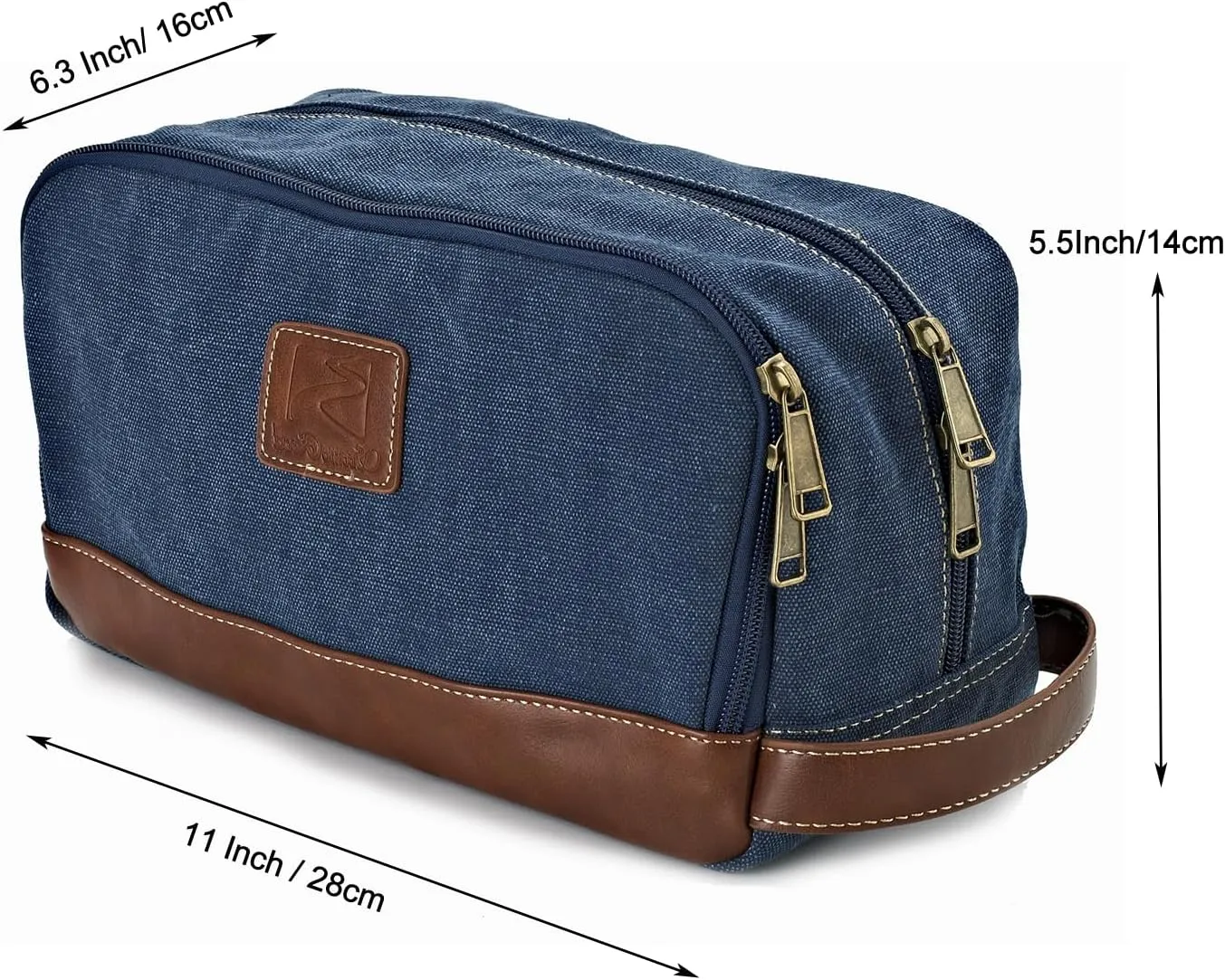 Travel Toiletry Bag for Men and Women, Canvas Toiletry Organizer Water-Resistant Vegan Leather, Hanging Dopp Kit Shaving Bag for Toiletries Accessories