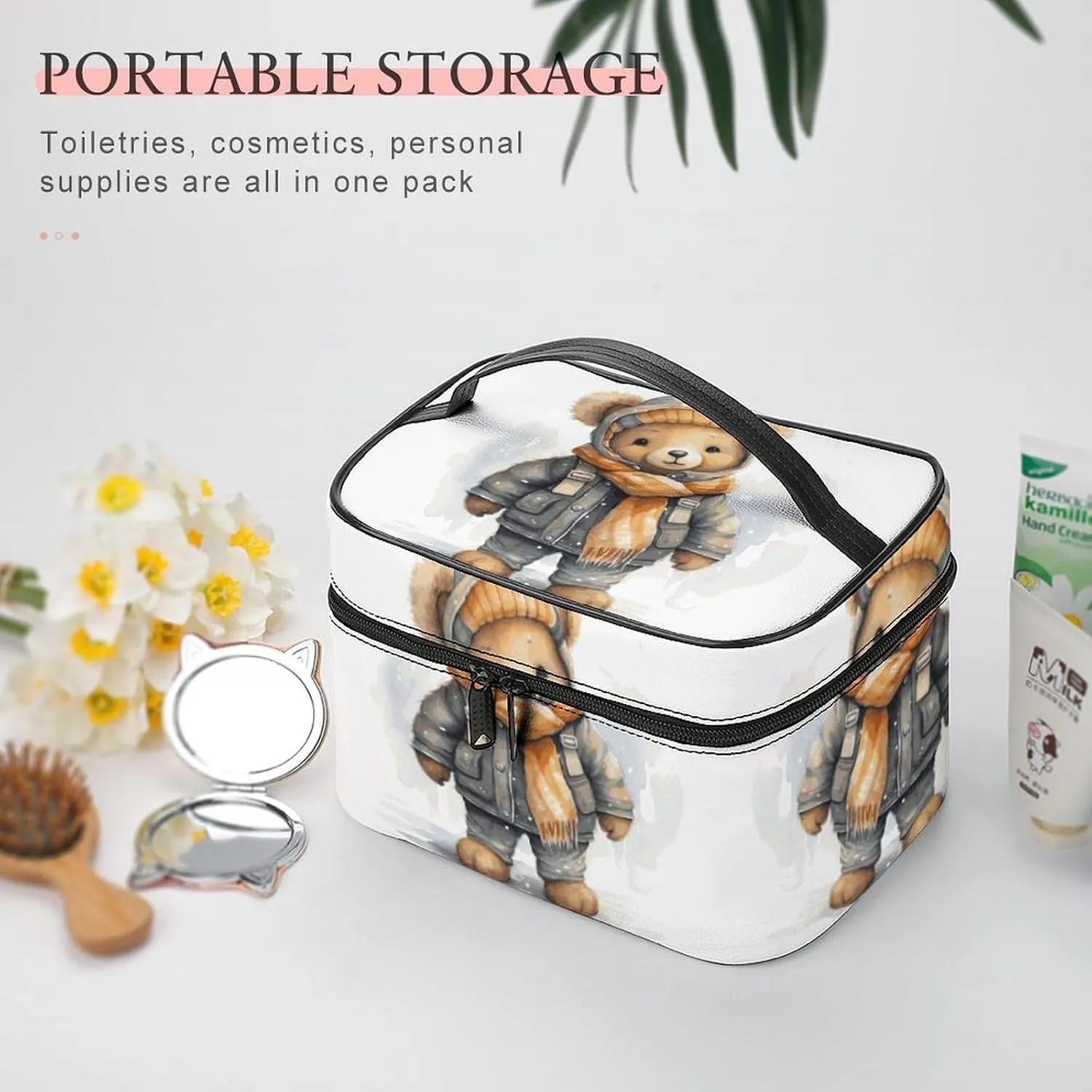Travel Toiletry Bag for Women And Men,Cute Bear Toiletry Organizer, Makeup Bag Travel Organizer for Shampoo,Toiletries