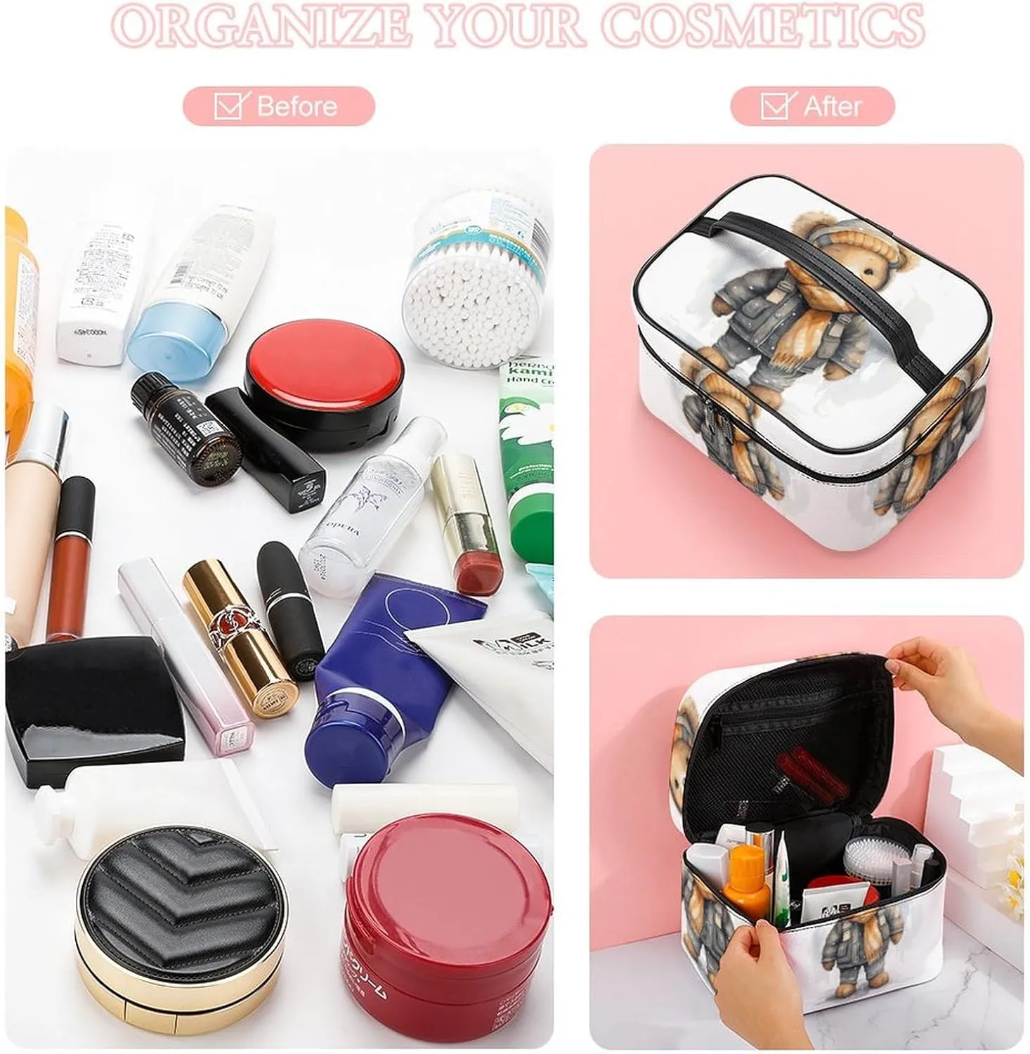 Travel Toiletry Bag for Women And Men,Cute Bear Toiletry Organizer, Makeup Bag Travel Organizer for Shampoo,Toiletries