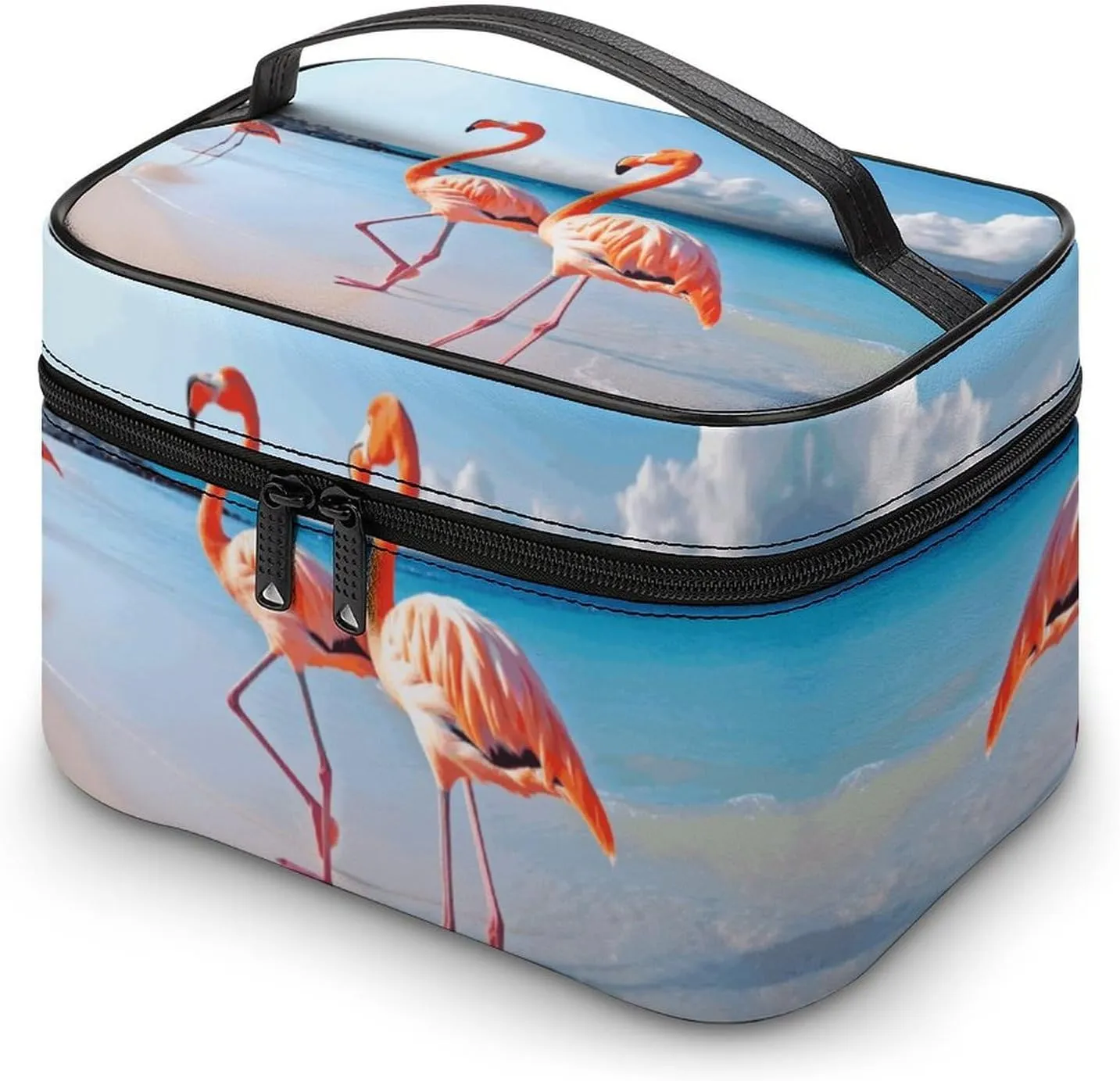 Travel Toiletry Bag for Women And Men,Pink Flamingo on Beach Toiletry Organizer, Makeup Bag Travel Organizer for Shampoo,Toiletries