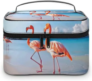 Travel Toiletry Bag for Women And Men,Pink Flamingo on Beach Toiletry Organizer, Makeup Bag Travel Organizer for Shampoo,Toiletries