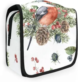 Travel Toiletry Bag Makeup bag Birds Spruce Branches Waterproof Bags with Hanging Hook Foldable Travel Makeup Organizer Cosmetic Bag for Travel Toiletries and Shower Accessories