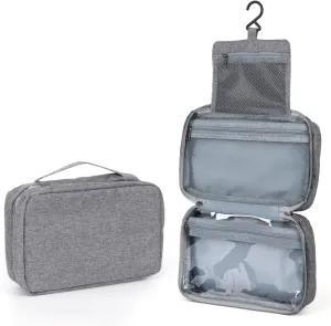 Travel Toiletry Bag, Small Portable Makeup Storage Bag, Men and Women Handheld Folding Toiletry Bag Hanging Waterproof Lightweight(Grey)