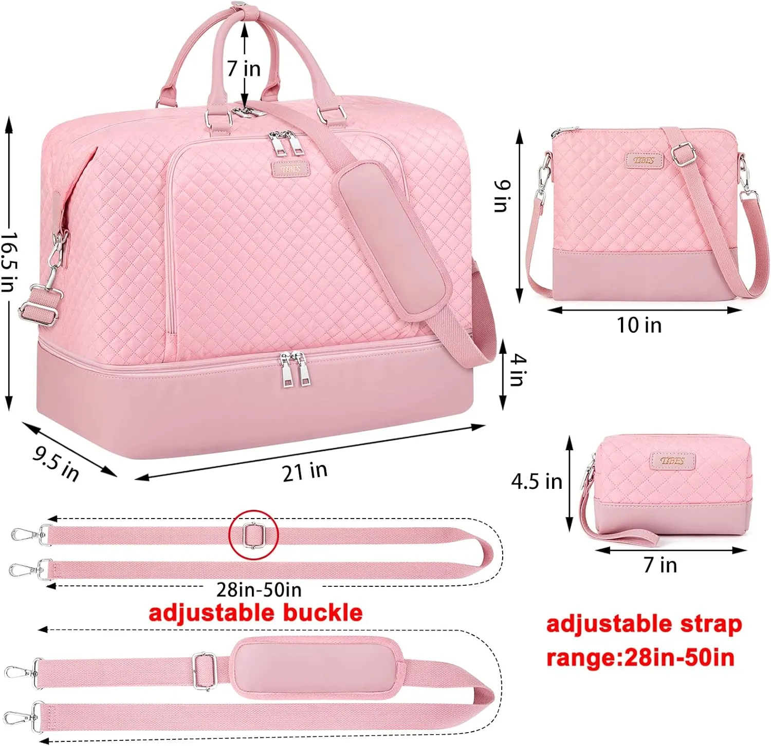 Travel Weekender Bag for Women, Overnight Bag with Shoe Compartment, Oversized Travel Duffel Bag Carry On Tote with Trolley Sleeve 21" for Weekend Travel Business Trip