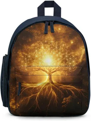 Tree with Golden Sacred Geometry Symbols Travel Backpack Water Resistant Luggage Daypack Business Weekender Bag for Men Women