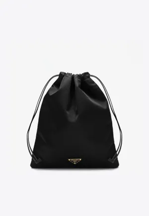 Triangle Logo Re-Nylon Drawstring Pouch Bag