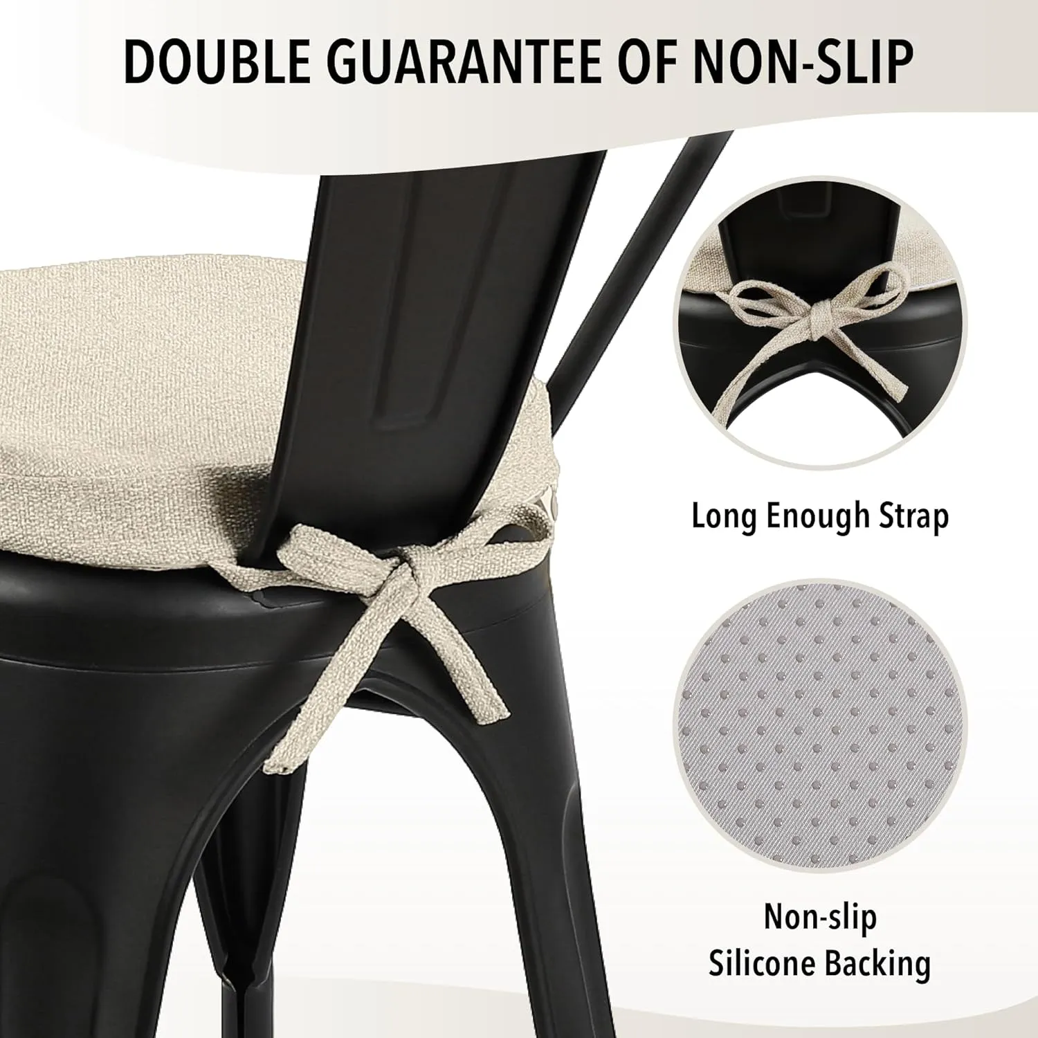 Tromlycs Metal Chair Cushions 14x14 Seat Small Tolix for Metal Chairs Cushions Pads Dining 14 inch Light Linen, One Piece