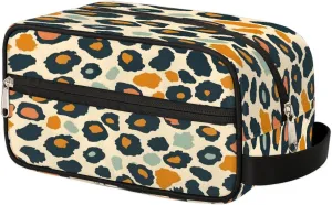 Tropical Leopard Print Travel Toiletry Bag Wash Bag Portable Cosmetic Bag Toiletries Accessories Cosmetic Storage Bag Shower Shaving Bag Unisex Leopard Print