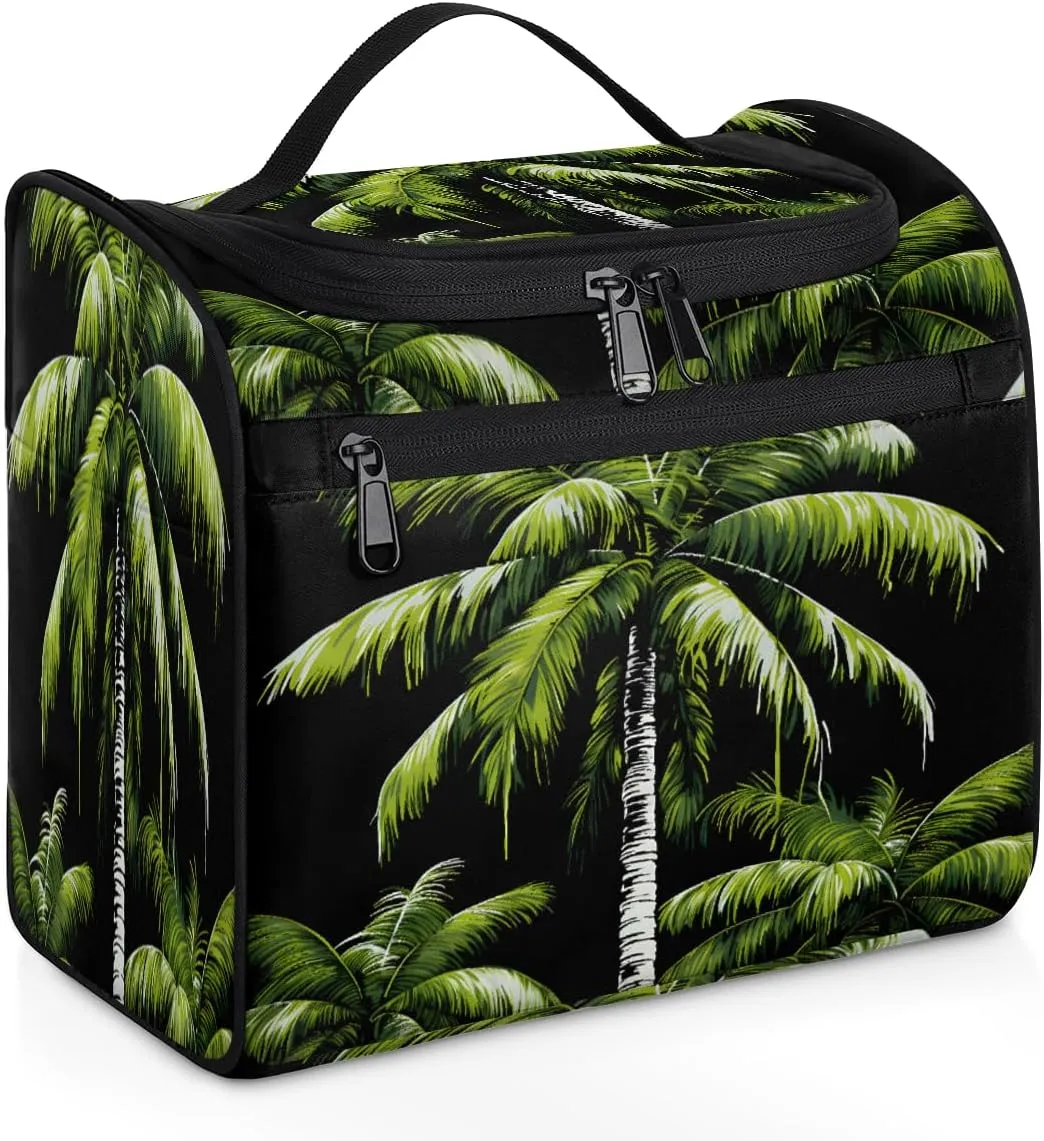 Tropical Plants Beach Palm Trees Travel Toiletry Bag for Men and Women, Large Hanging Makeup Bag Organizer Toiletries Bag for Travel, Cosmetic Bag with Handle