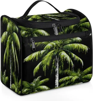 Tropical Plants Beach Palm Trees Travel Toiletry Bag for Men and Women, Large Hanging Makeup Bag Organizer Toiletries Bag for Travel, Cosmetic Bag with Handle