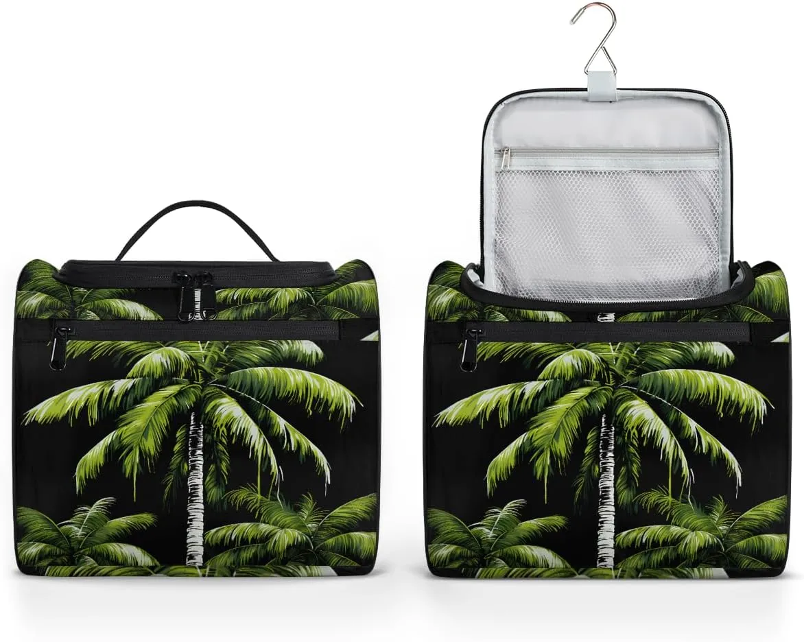 Tropical Plants Beach Palm Trees Travel Toiletry Bag for Men and Women, Large Hanging Makeup Bag Organizer Toiletries Bag for Travel, Cosmetic Bag with Handle