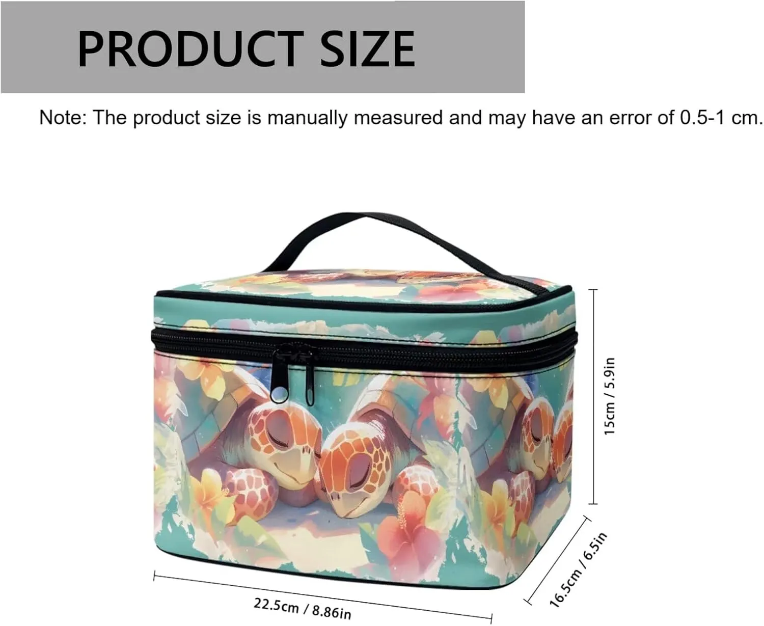 Tropical Sea Turtles Toiletry Bag Travel Make Up Bag Women Cosmetic Bag, Painting Couple Of Turtle Print Roomy Cosmetic Pouch for Purse Zipper Makeup Bags Large