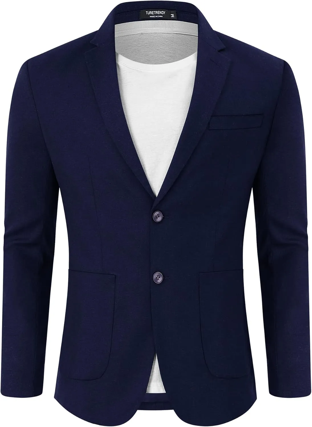 TURETRENDY Men's Casual Blazer Linen Sport Coat Two Button Lightweight Jackets Business Daily Suit