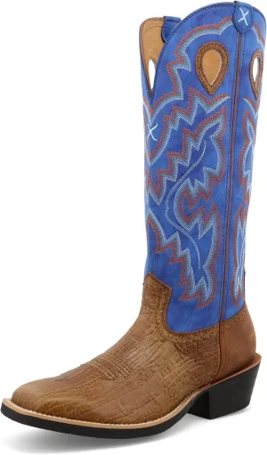 Twisted X Men's 16" Buckaroo, Wide Square Toe with CellSole, Ginger & Electric Blue, 8 D