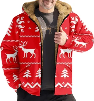 Ugly Christmas Sweater Men 2024 Trendy Xmas Graphic Full Zip Pullover Top Casual Long Sleeve Stand Collared Sweatshirt