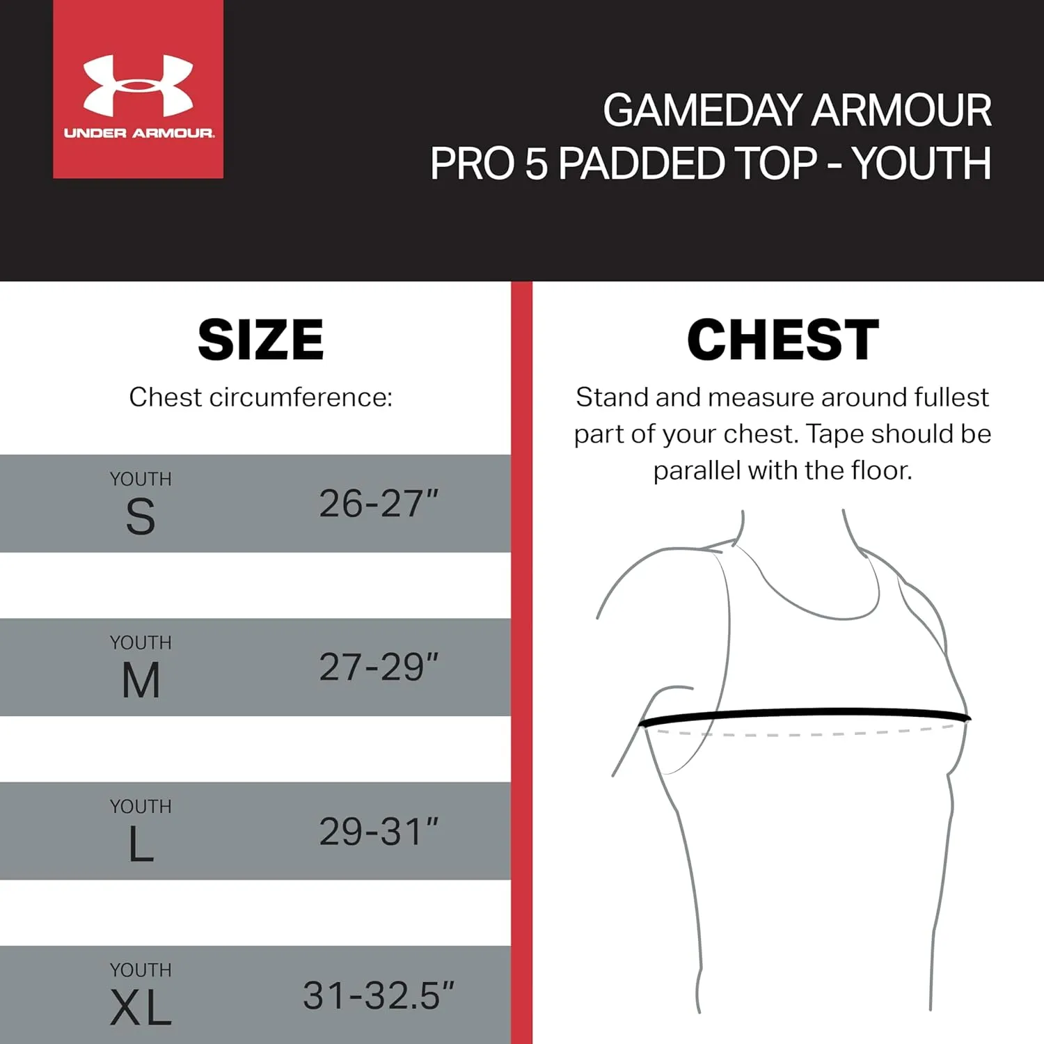 Under Armour Gameday Pro 5-Pad Football Shirt, Comfortable Compression & Protection for Practice & Game Day, Youth/ Boys