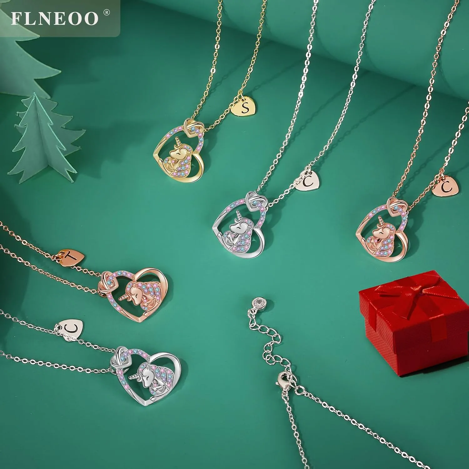 Unicorn Gifts for Little Girls Jewelry - 14K Gold Plated Unicorn Necklace With Initial Personalized Gifts for Preteen Girls Heart CZ Pendant Hypoallergenic Unicorns Jewelry Birthday Gifts for Girls
