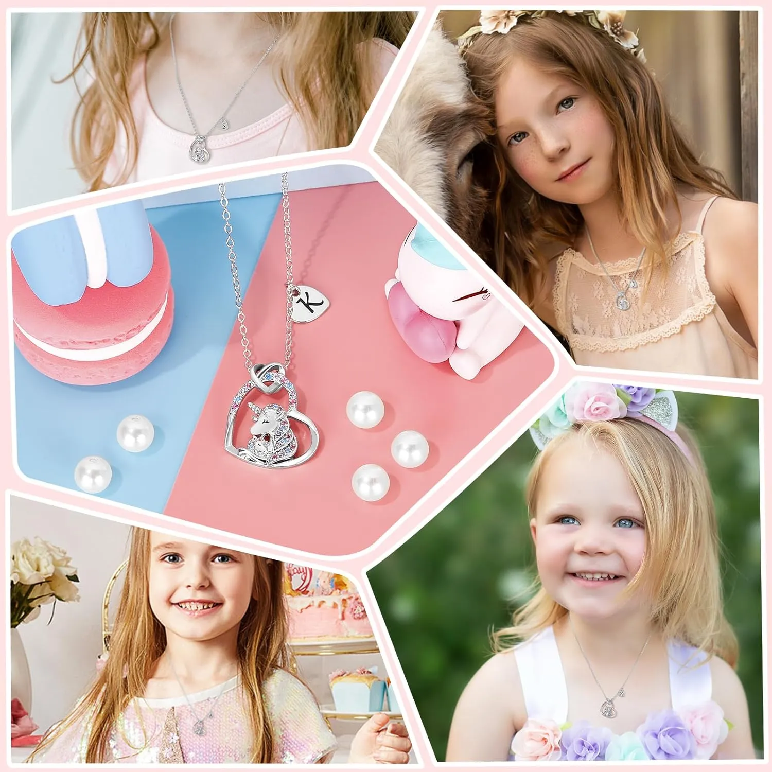 Unicorn Gifts for Little Girls Jewelry - 14K Gold Plated Unicorn Necklace With Initial Personalized Gifts for Preteen Girls Heart CZ Pendant Hypoallergenic Unicorns Jewelry Birthday Gifts for Girls
