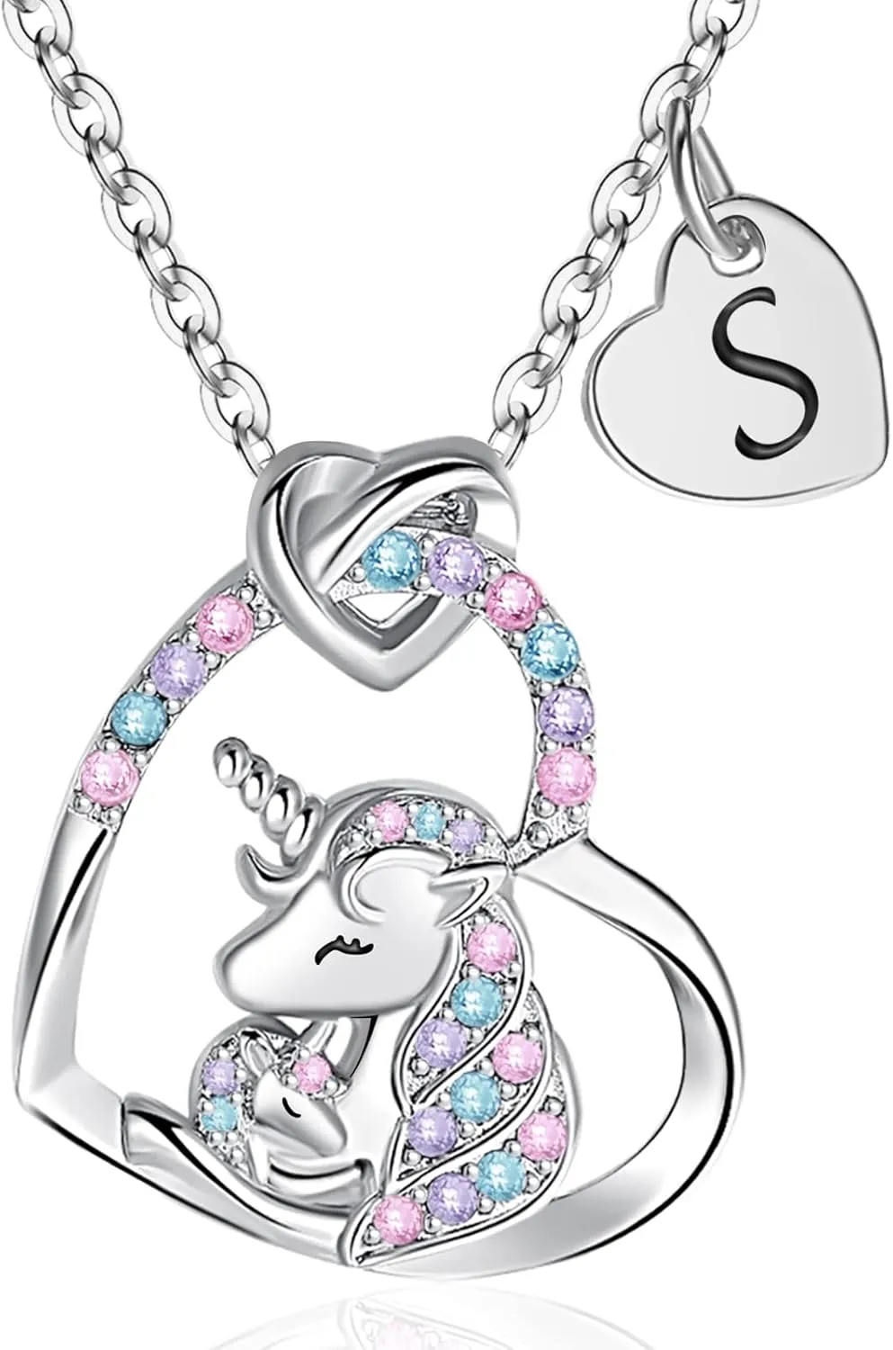 Unicorn Gifts for Little Girls Jewelry - 14K Gold Plated Unicorn Necklace With Initial Personalized Gifts for Preteen Girls Heart CZ Pendant Hypoallergenic Unicorns Jewelry Birthday Gifts for Girls