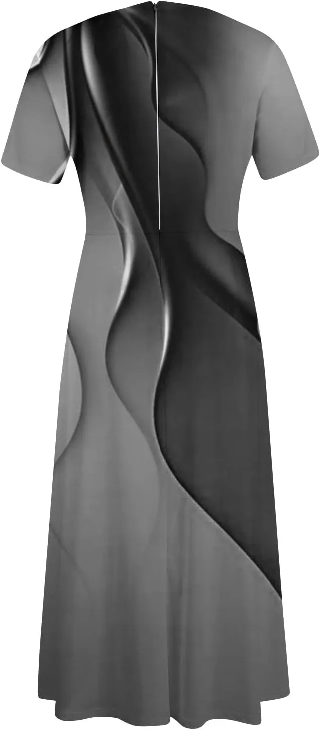 UQRZAU Women's Dresses, Spring Dress for Women 2024 Trendy Plus Size Summer/Fall Short Sleeve with Pockets Dress, XL, 5XL