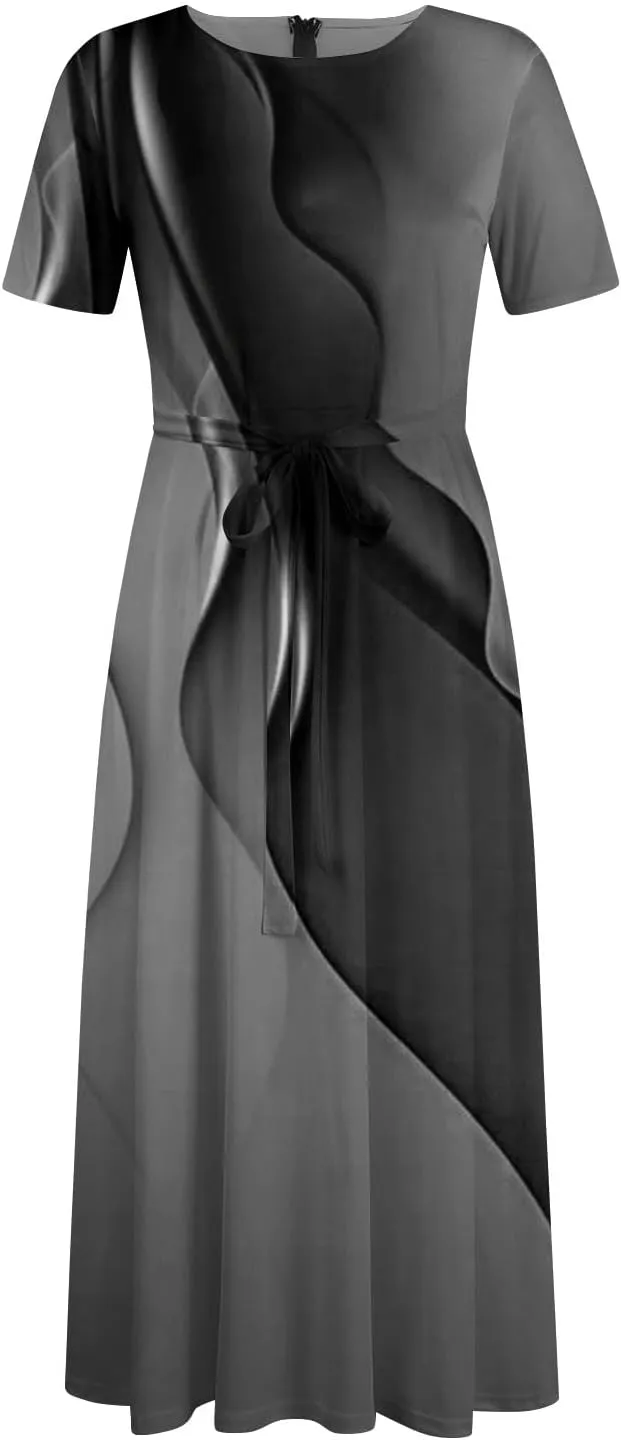 UQRZAU Women's Dresses, Spring Dress for Women 2024 Trendy Plus Size Summer/Fall Short Sleeve with Pockets Dress, XL, 5XL