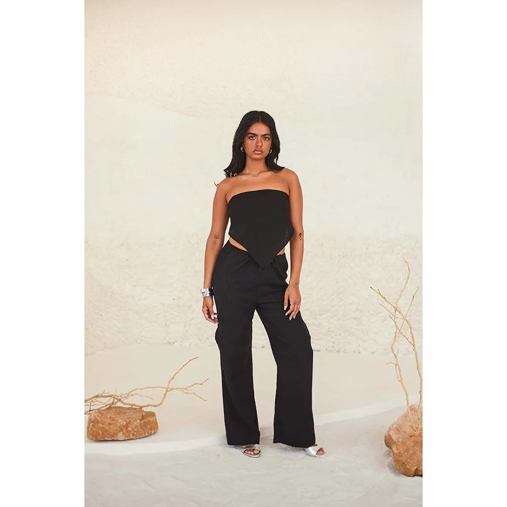Urban Suburban Black Linen Cargo Pant