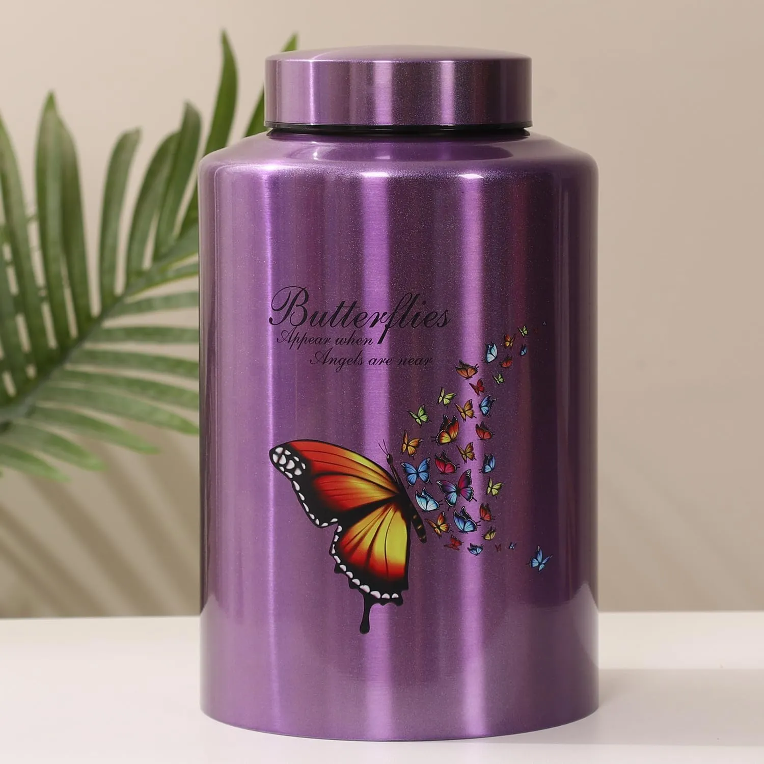 Urns for Human Ashes Adult Female Up to 220 lbs,Purple Butterfly Urn for Mom Ashes with Velvet Bag,Decorative Urns for Ashes Adult Women,Cremation urn Female (Butterfly, Purple)